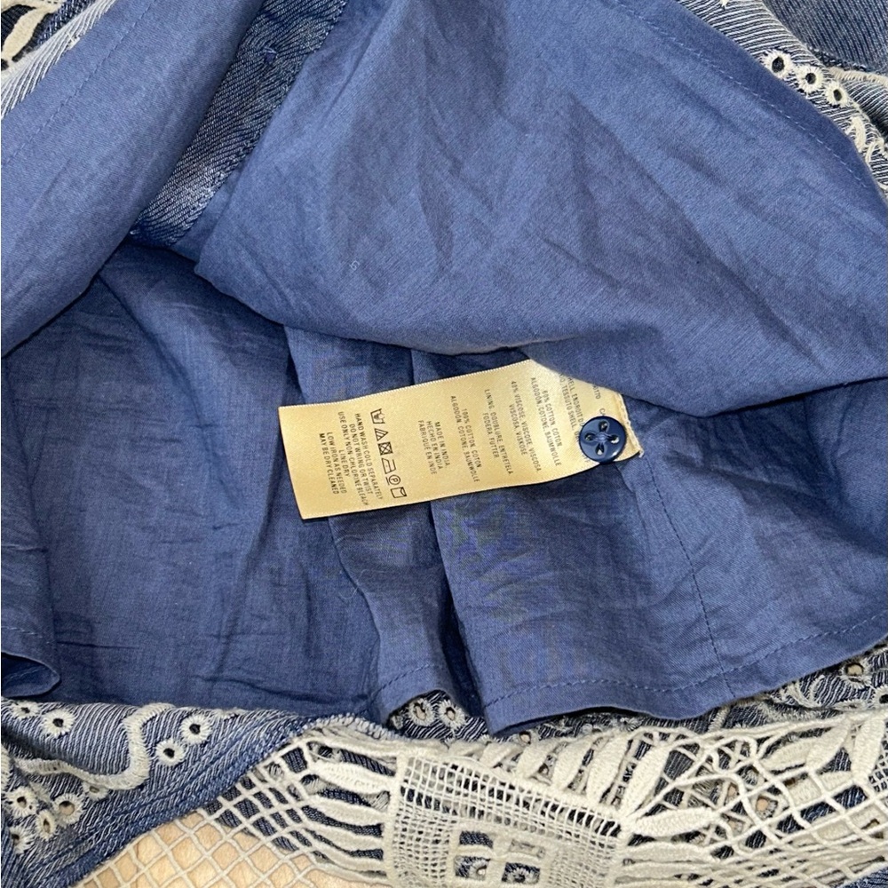 Anthropologie Moulinette Soeurs Denim Embroidered Waters Midi Dress Size 4 NWT - Picture 14 of 16